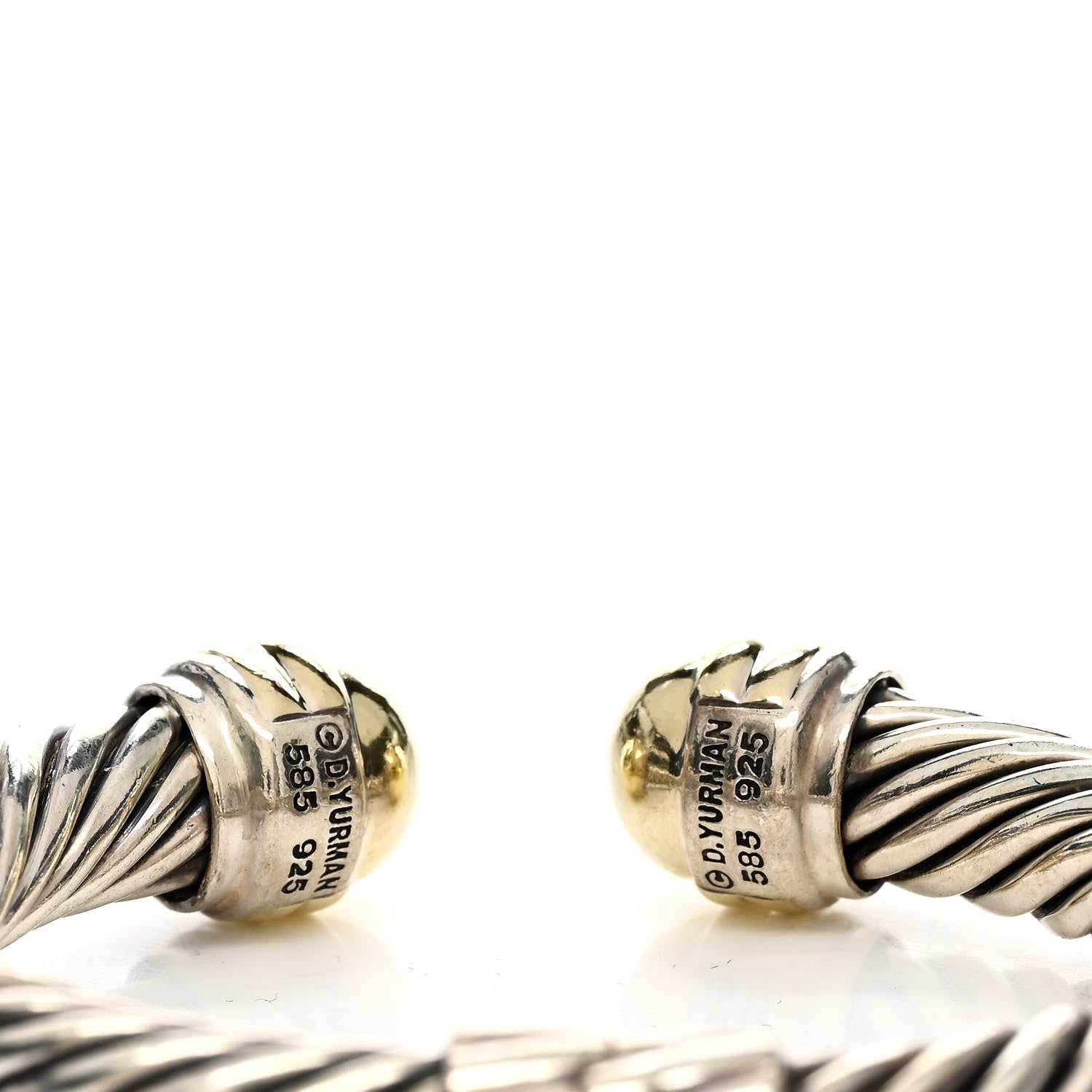 David Yurman Sterling Silver 14K Yellow Gold 10mm Cable Classics Bracelet 3 of 4