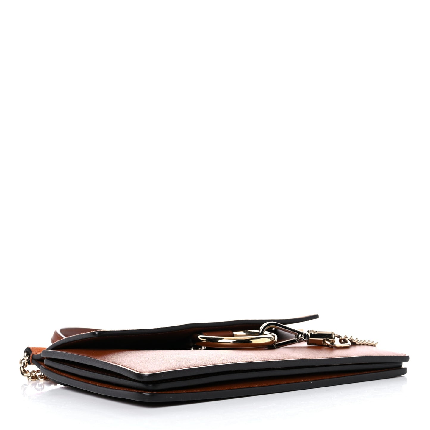 Calfskin Suede Mini Chain Faye Shoulder Bag Tobacco
