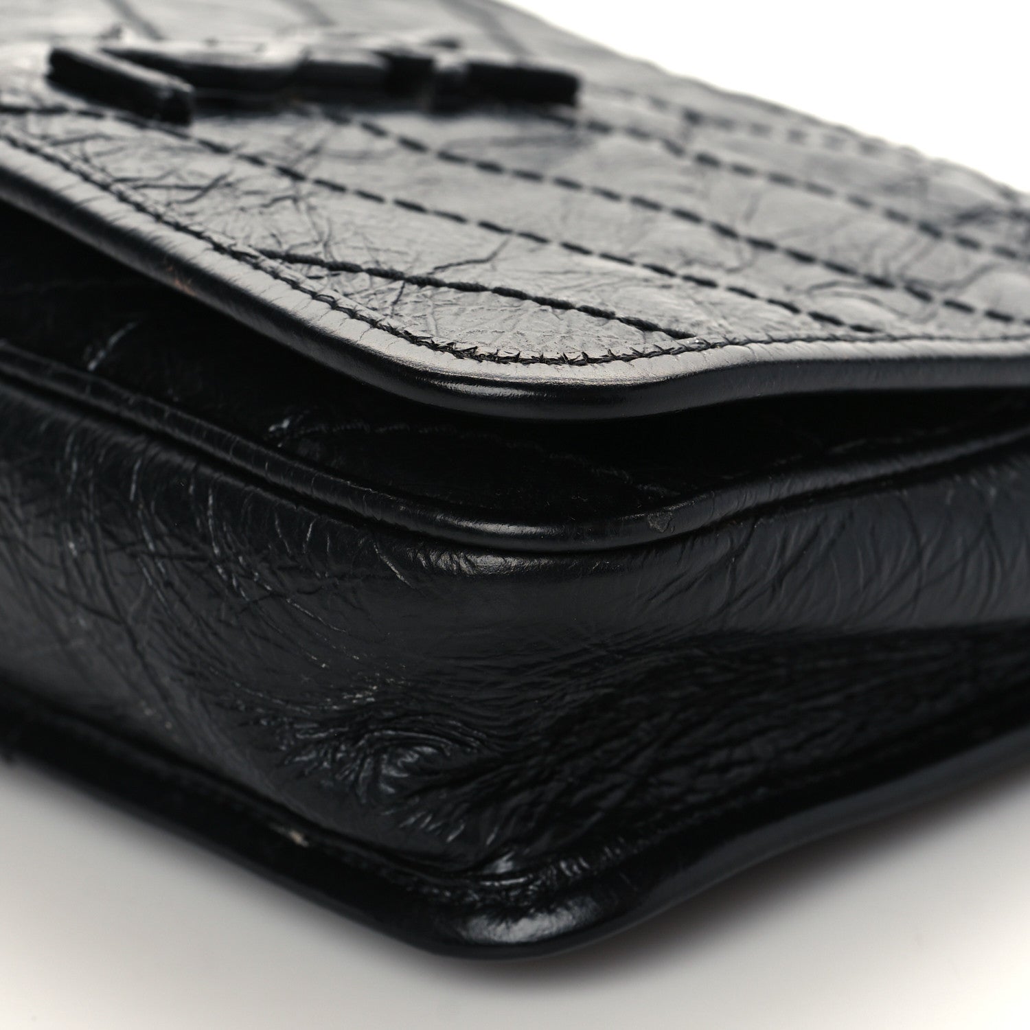 Saint Laurent Crinkled Calfskin Matelasse Monogram Niki Chain Wallet Black 8 of 8