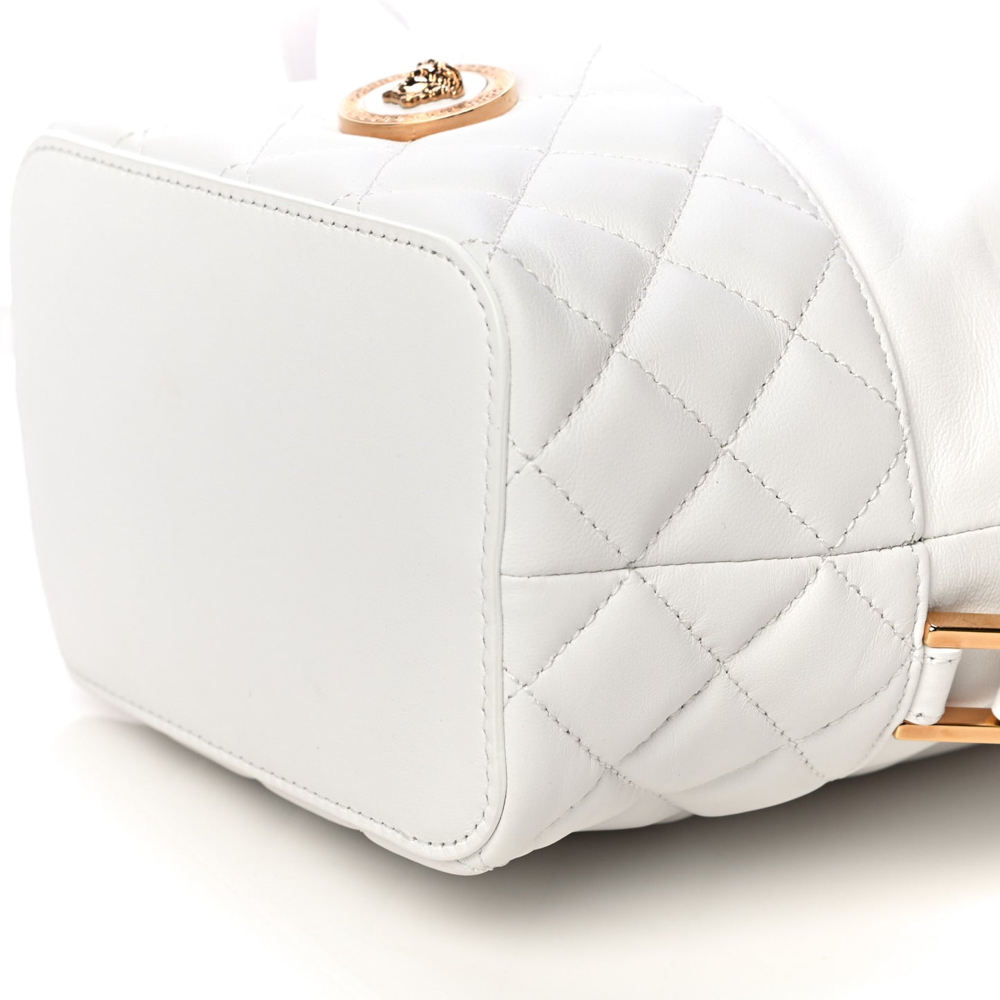 Nappa Quilted Medusa Bucket Bag White