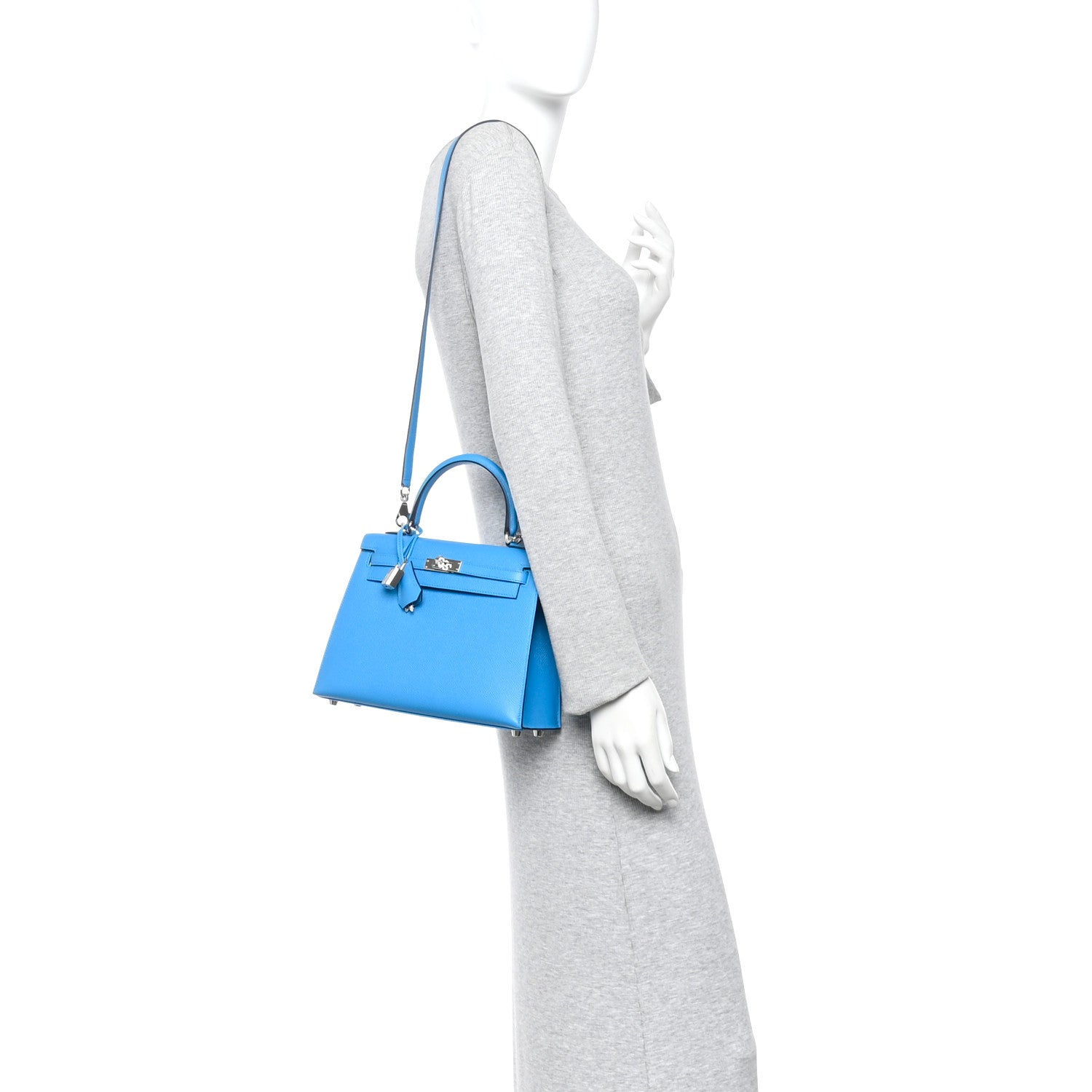 Hermes Epsom Kelly Sellier 25 Bleu Frida 2 of 11