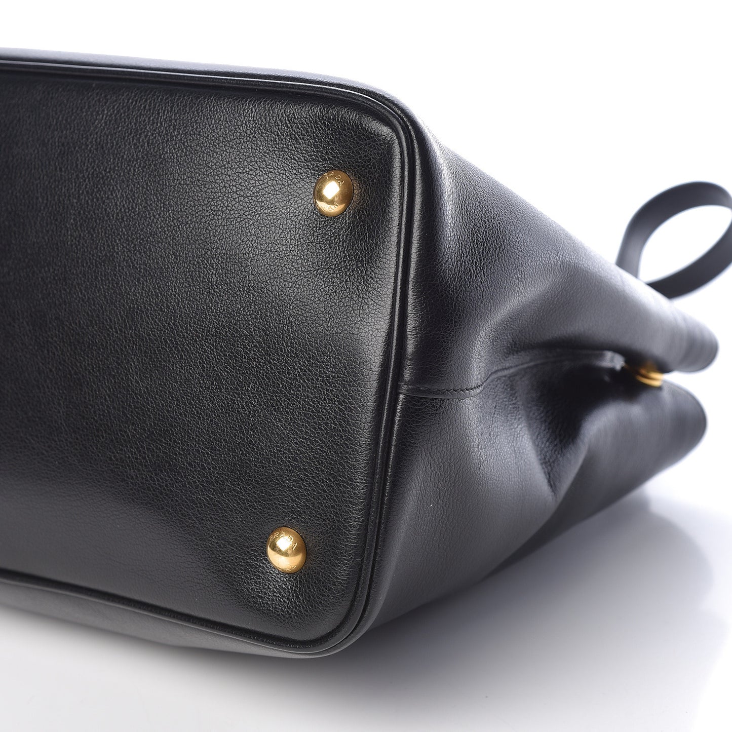 Glace Calfskin Embossed Logo Tote Black