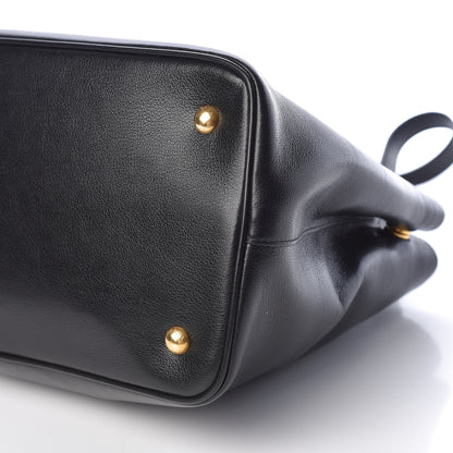 Prada Glace Calfskin Embossed Logo Tote Black 11 of 11