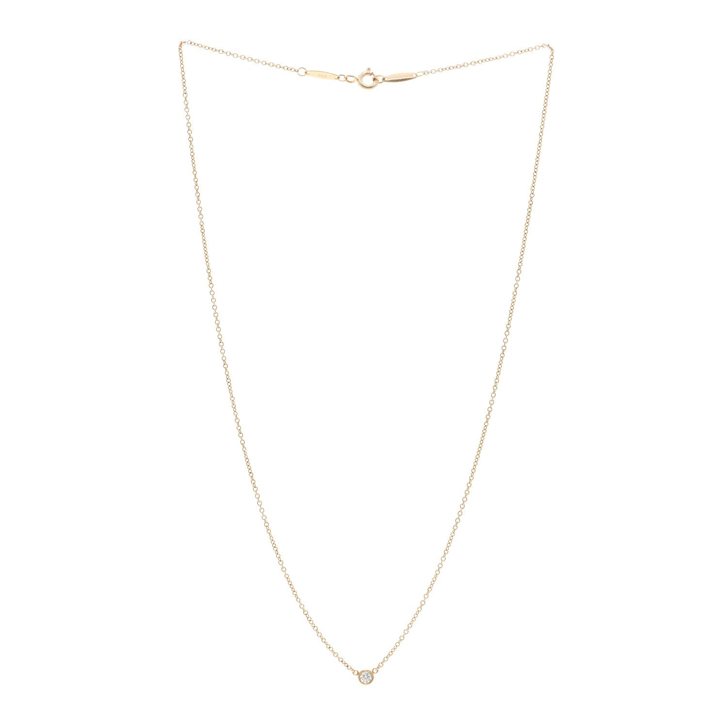 Tiffany 18K Yellow Gold Diamond .08ct Elsa Peretti Diamonds by the Yard Pendant Necklace 3 of 4