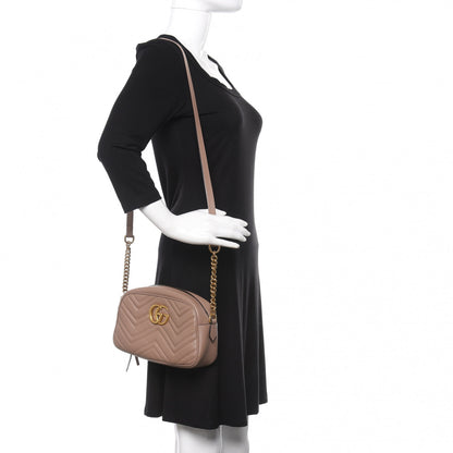 Gucci Calfskin Matelasse Small GG Marmont Chain Shoulder Bag Porcelain Rose 2 of 11