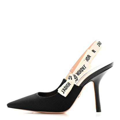Christian Dior Technical Canvas Ribbon J'Adior Slingback 100mm Pumps 38 Black 1 of 16
