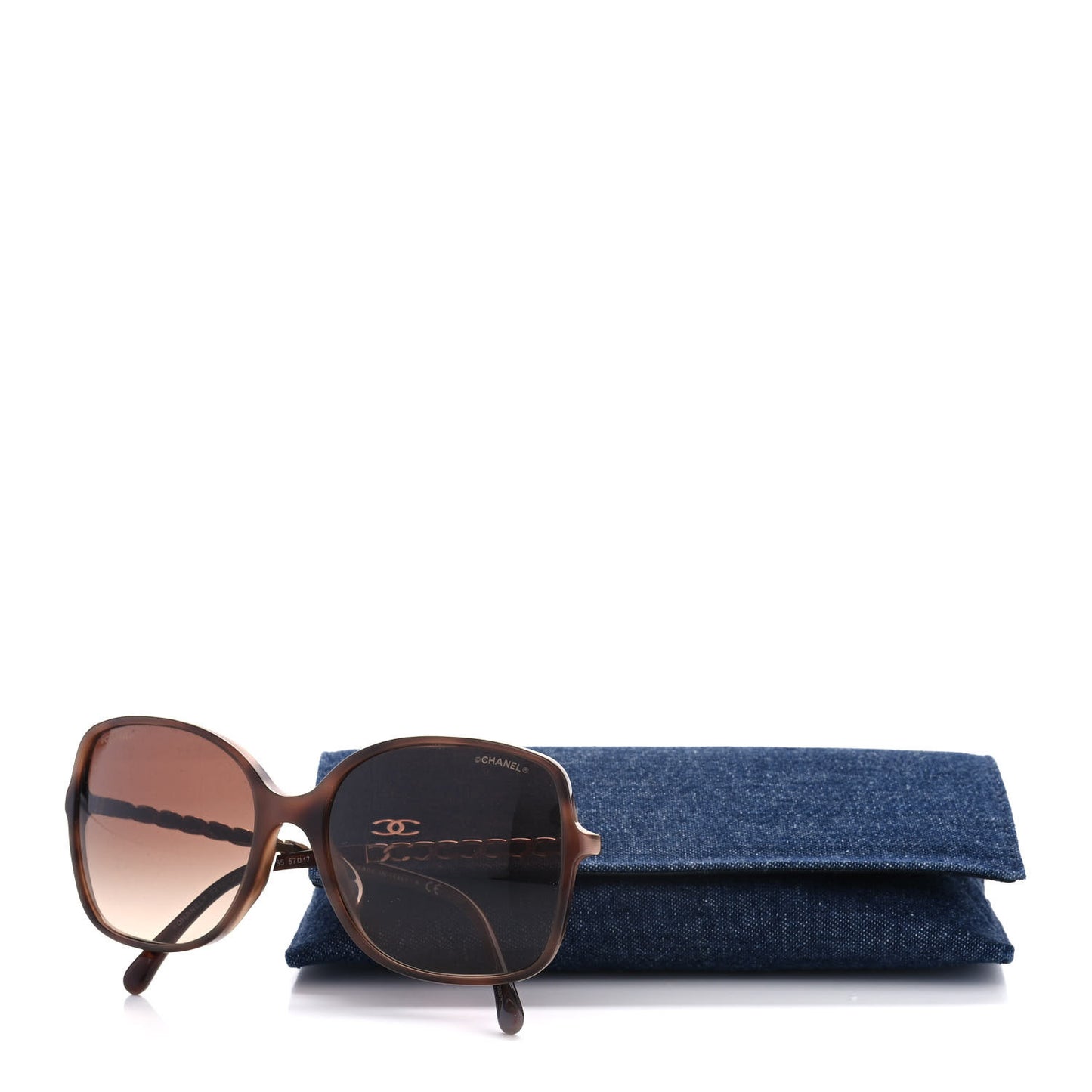 Acetate Metal Lambskin Chain Square Sunglasses 5210-Q Brown