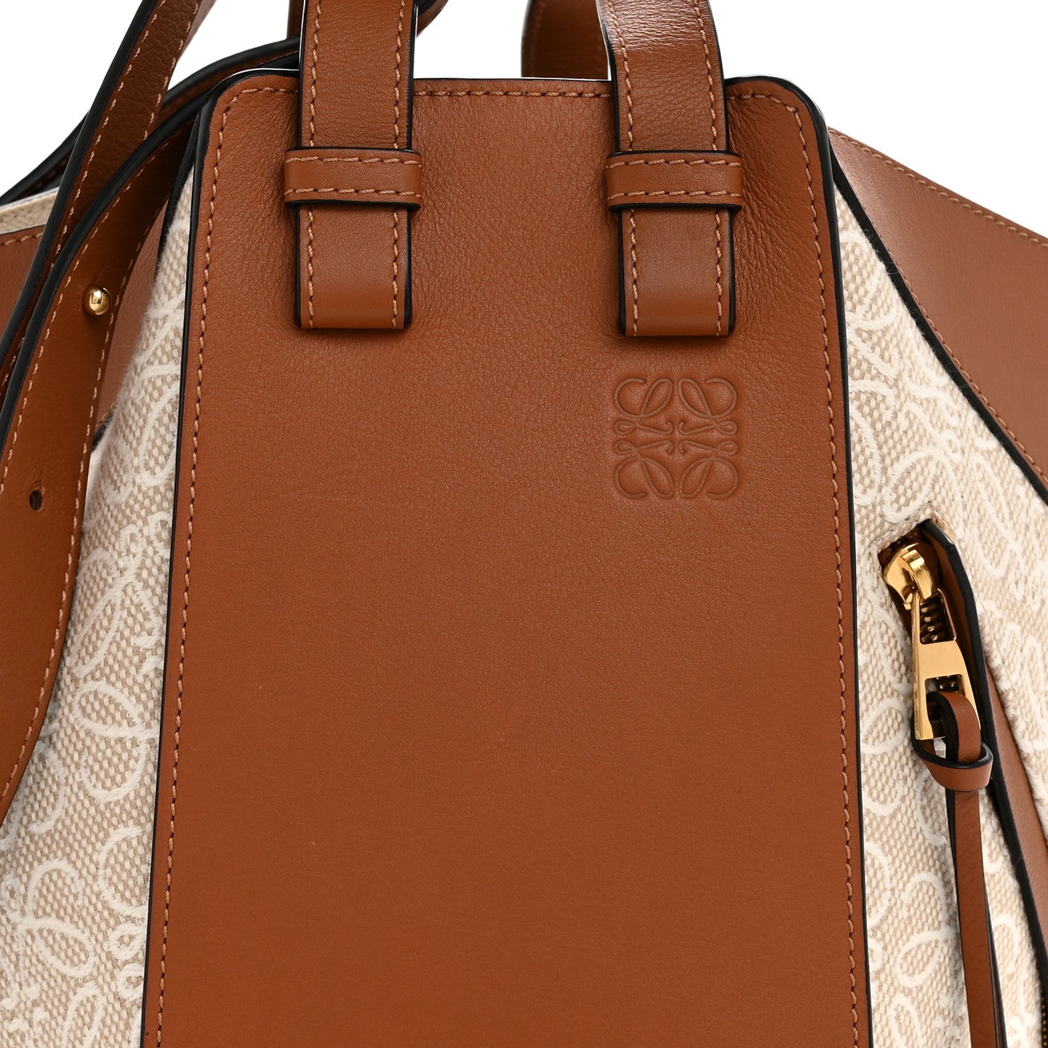 Loewe Calfskin Canvas Anagram Small Hammock Shoulder Bag Ecru Tan 8 of 12