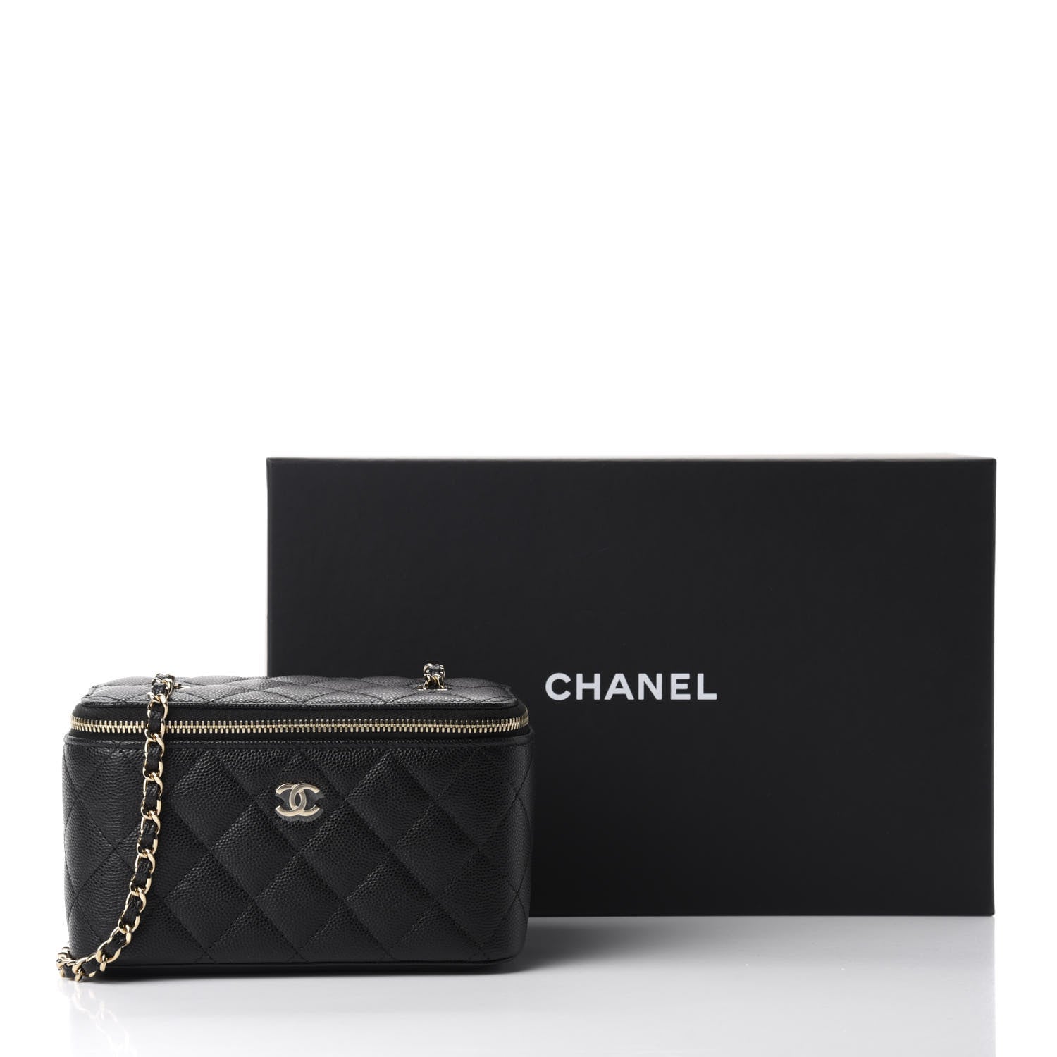 Chanel Caviar Quilted Small Vanity Case With Chain Black 11 of 11