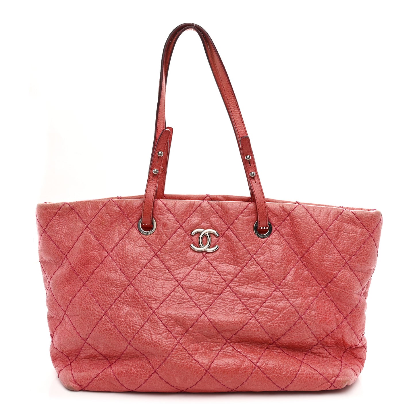 Glazed Calfskin Large On The Road Tote Pink