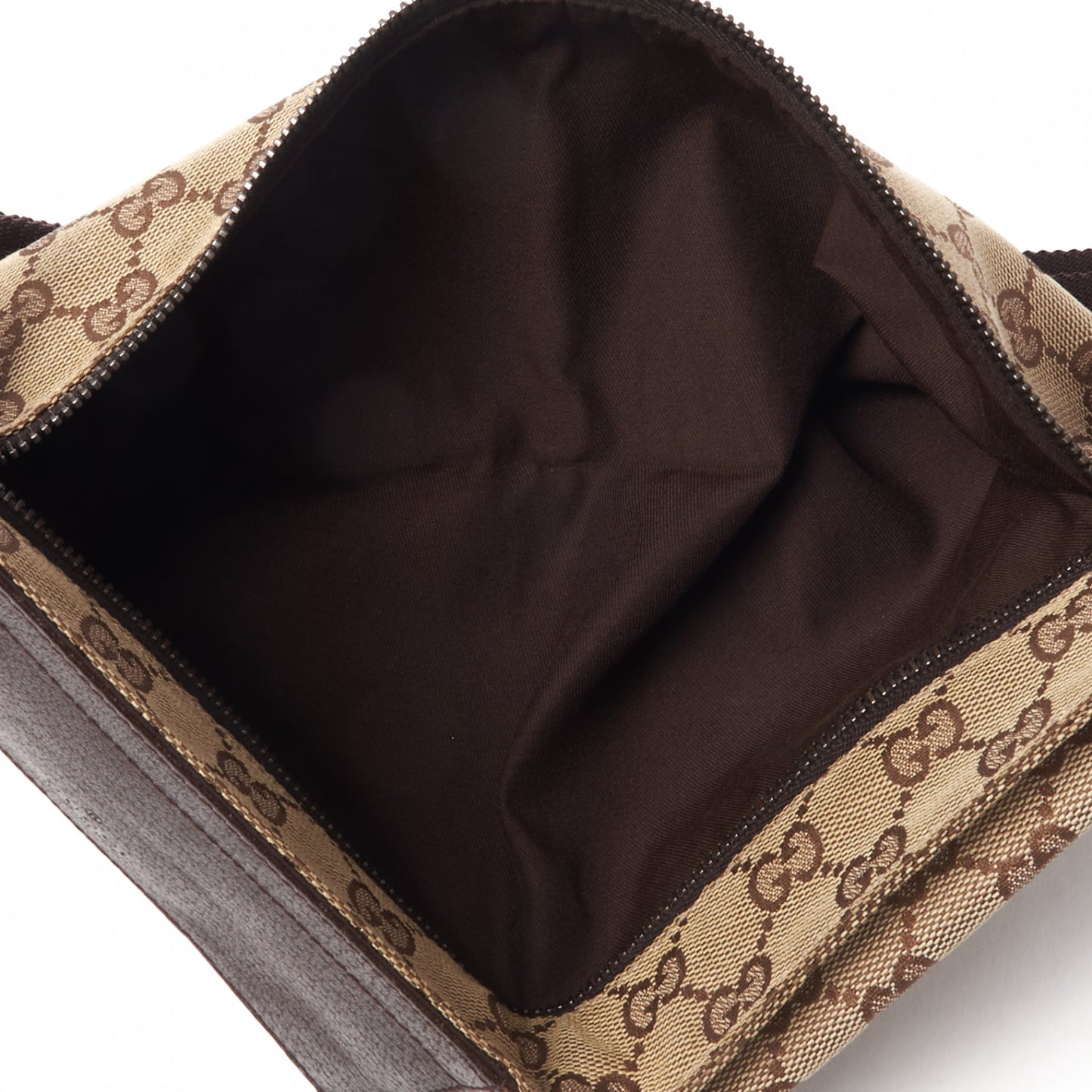 GG Monogram Double Pocket Belt Bag Dark Brown