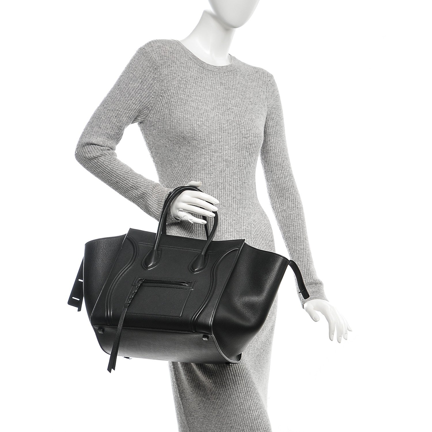 Celine Supple Calfskin Medium Phantom Luggage Black 2 of 7