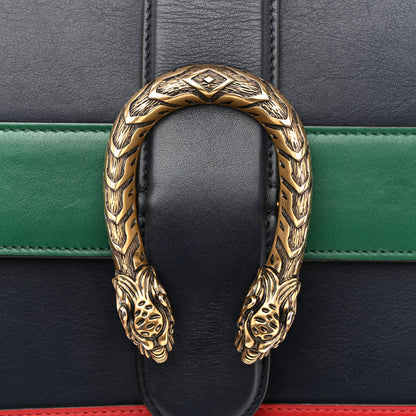 Gucci Moon Calfskin Web Medium Dionysus Bamboo Top Handle Bag Blue Emerald Hibiscus Red 14 of 14