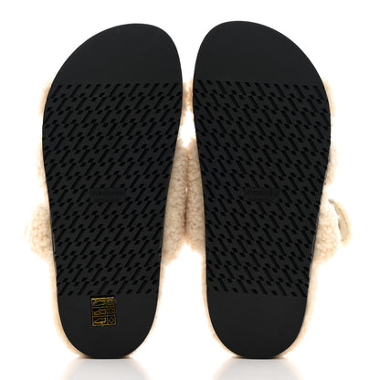 Hermes Woolskin Womens Chypre Sandals 38 Ecru 5 of 8