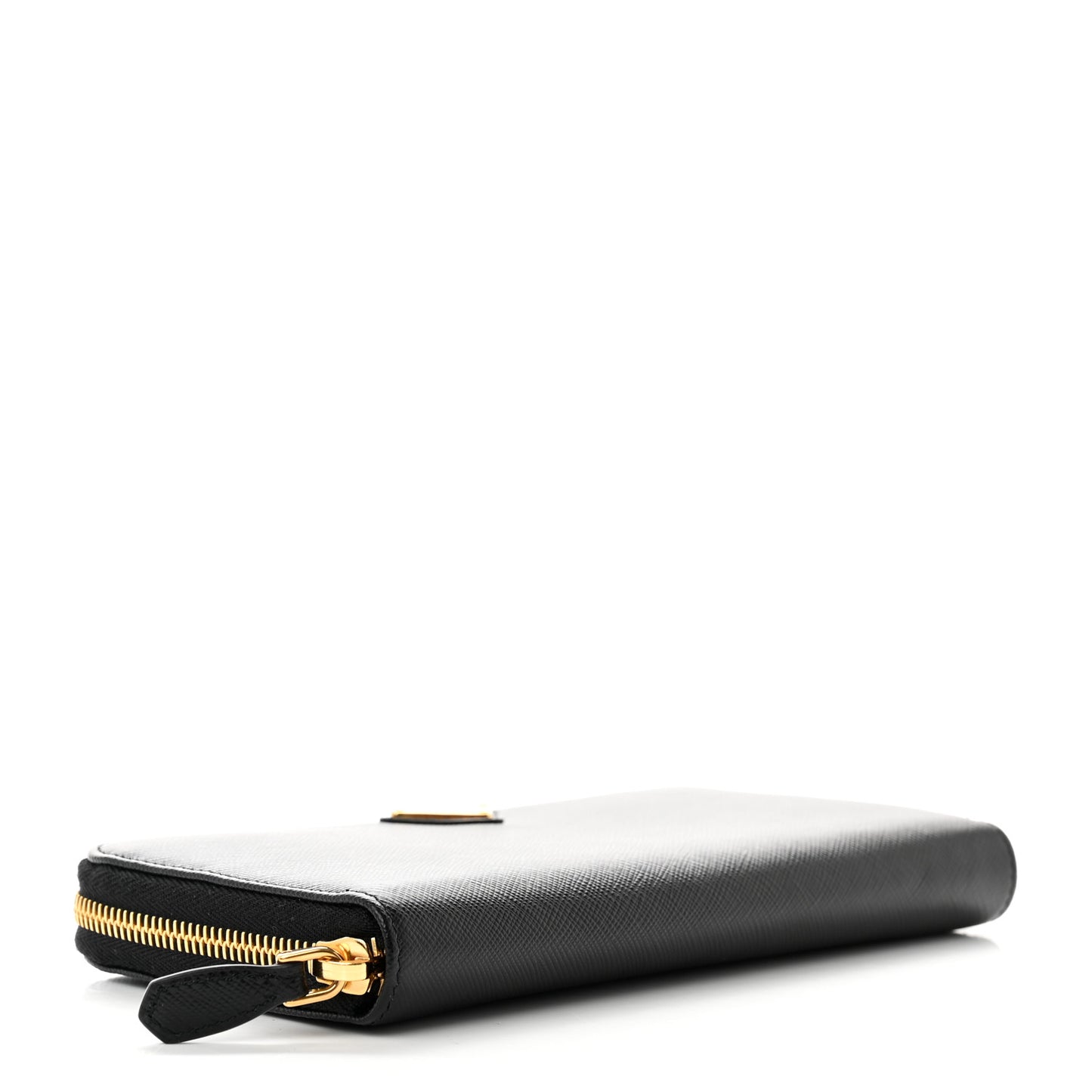 Saffiano Triangle Zip Around Wallet Black