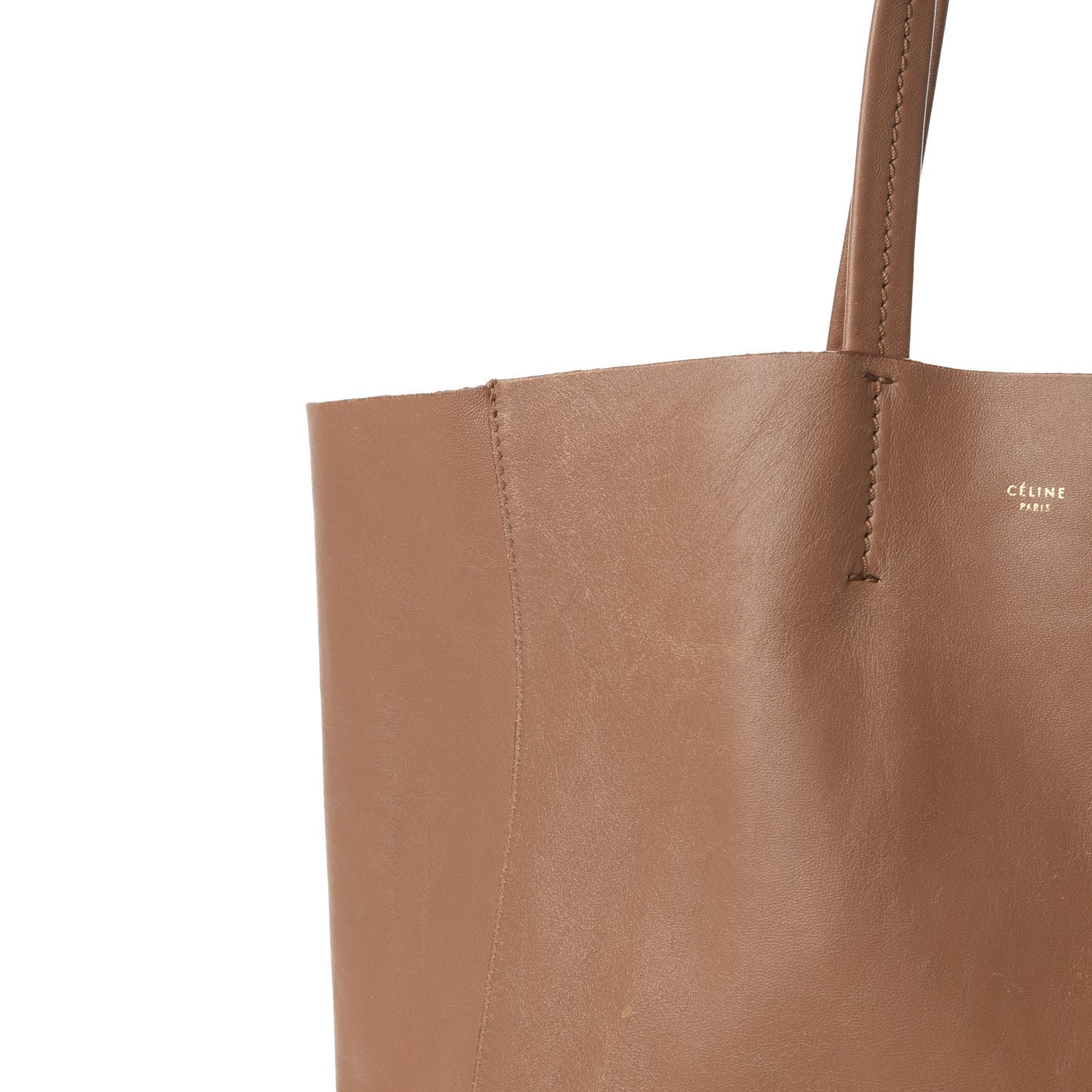 Lambskin Vertical Cabas Beige Brown