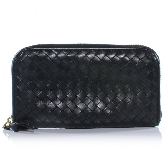 Bottega Veneta Nappa Intrecciato Zip Around Wallet Black 1 of 7