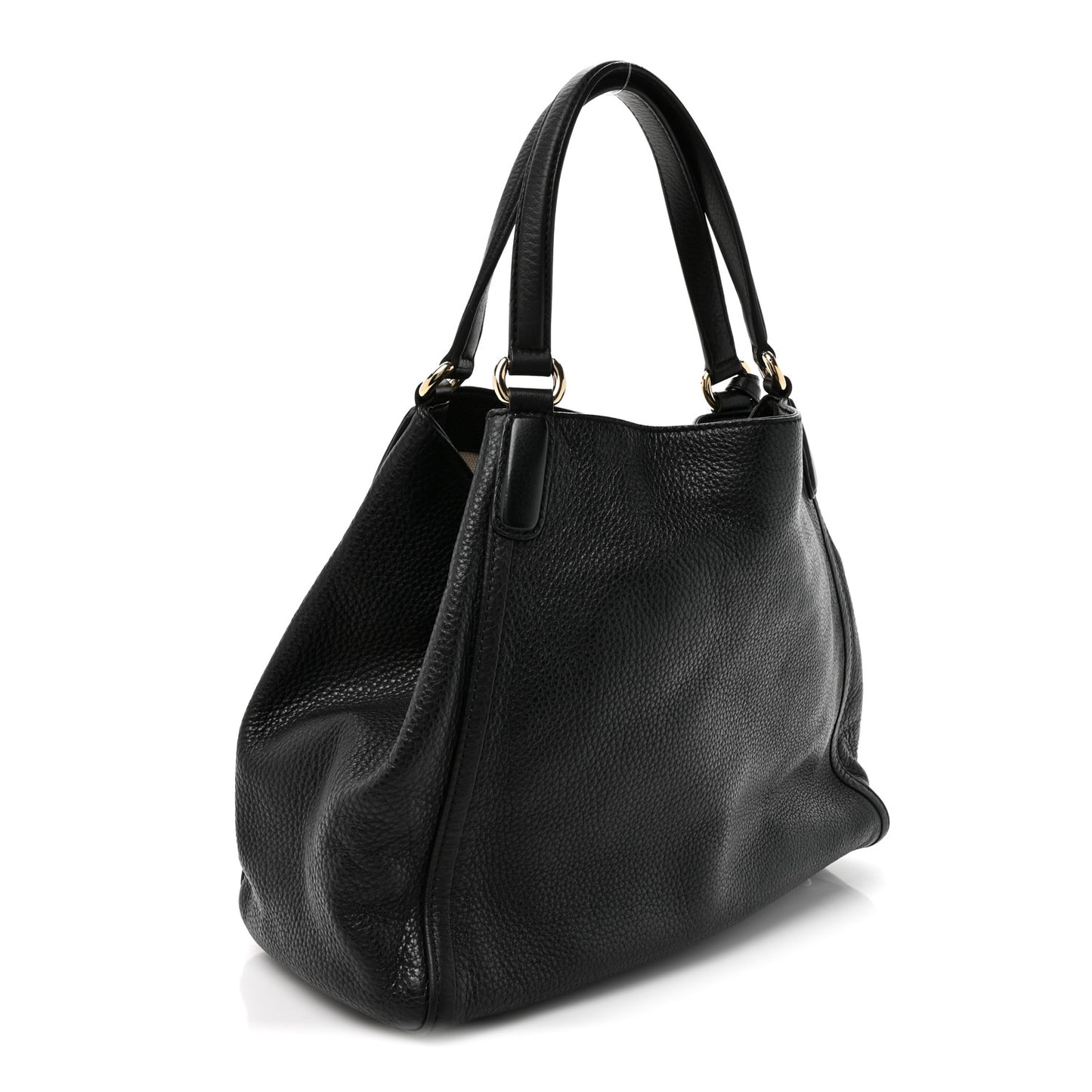Pebbled Calfskin Medium Soho Shoulder Bag Black