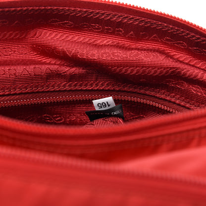 Prada Tessuto Nylon Saffiano Messenger Bag Red 9 of 10