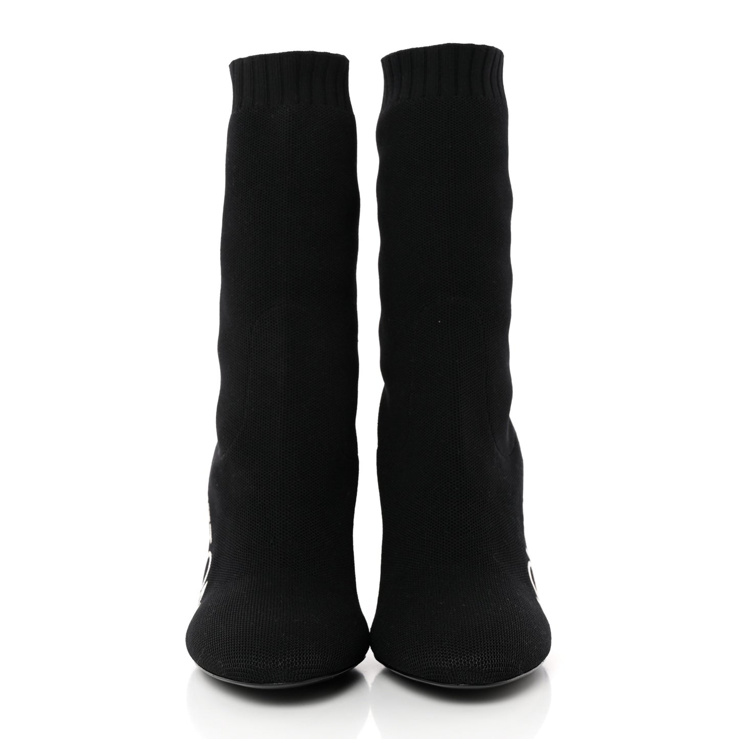 Stretch Fabric Silhouette Ankle Boots 36.5 Black
