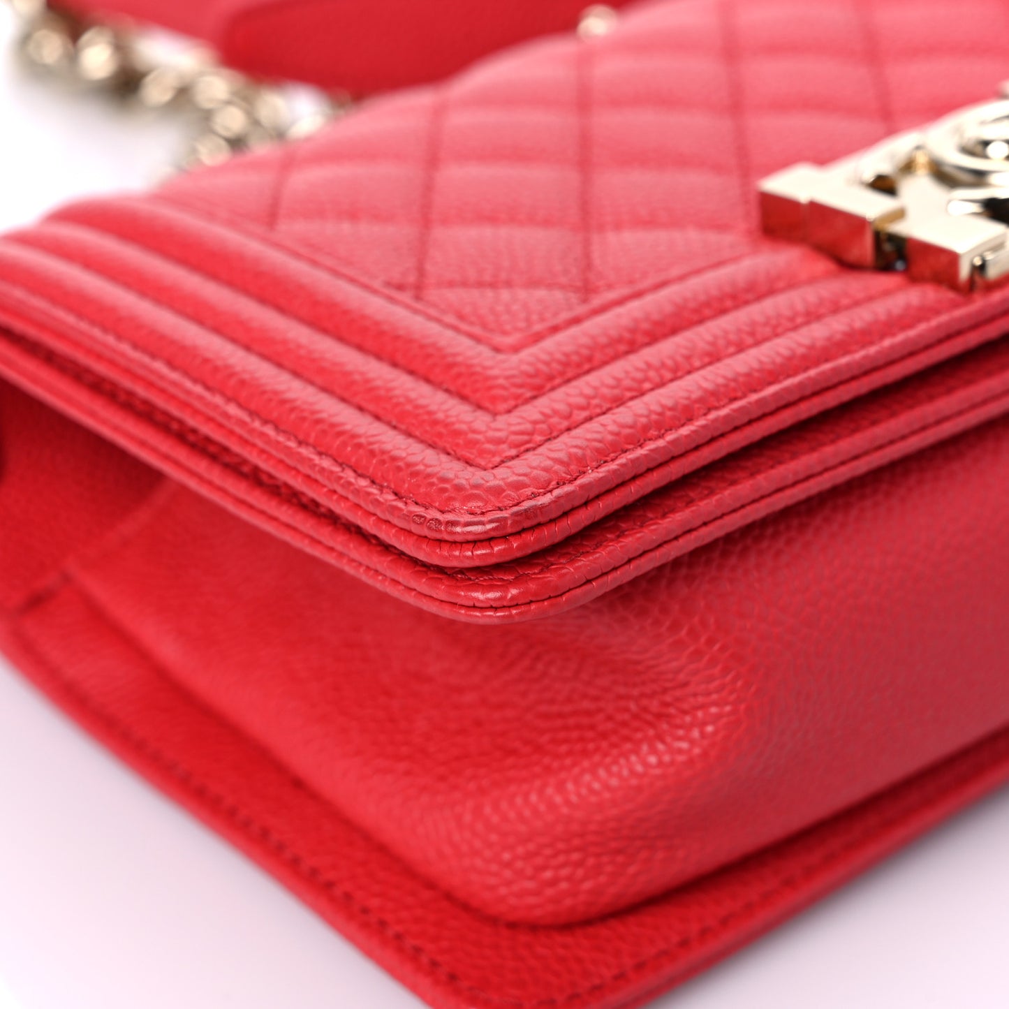Caviar Quilted Small Boy Flap Dark Red