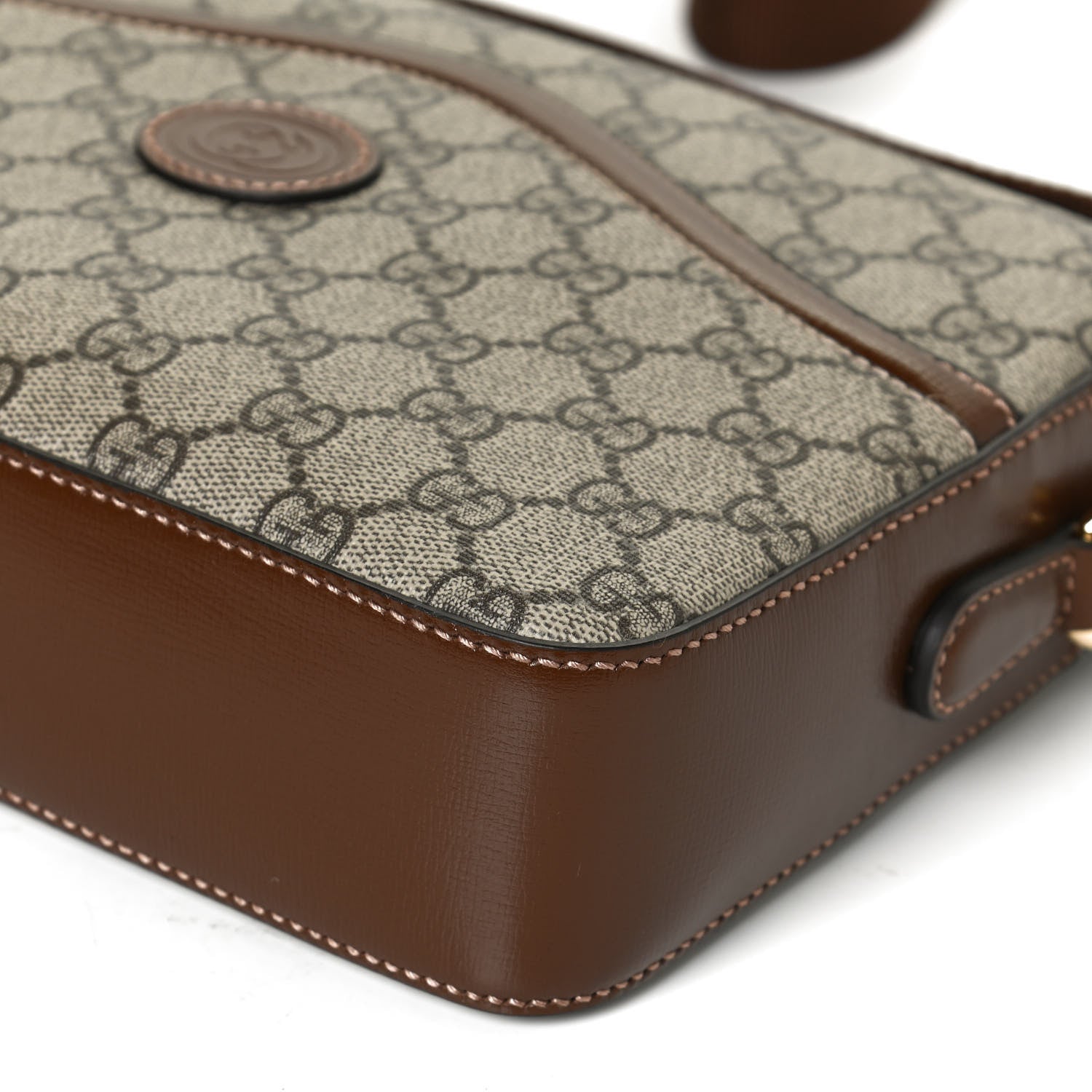 Gucci GG Supreme Monogram Azalea Calfskin Retro Interlocking G Messenger Shoulder Bag Beige Ebony Brown Sugar 12 of 12