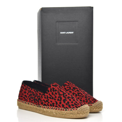 Saint Laurent Canvas Leopard Print Espadrilles 37 Red Black 9 of 9