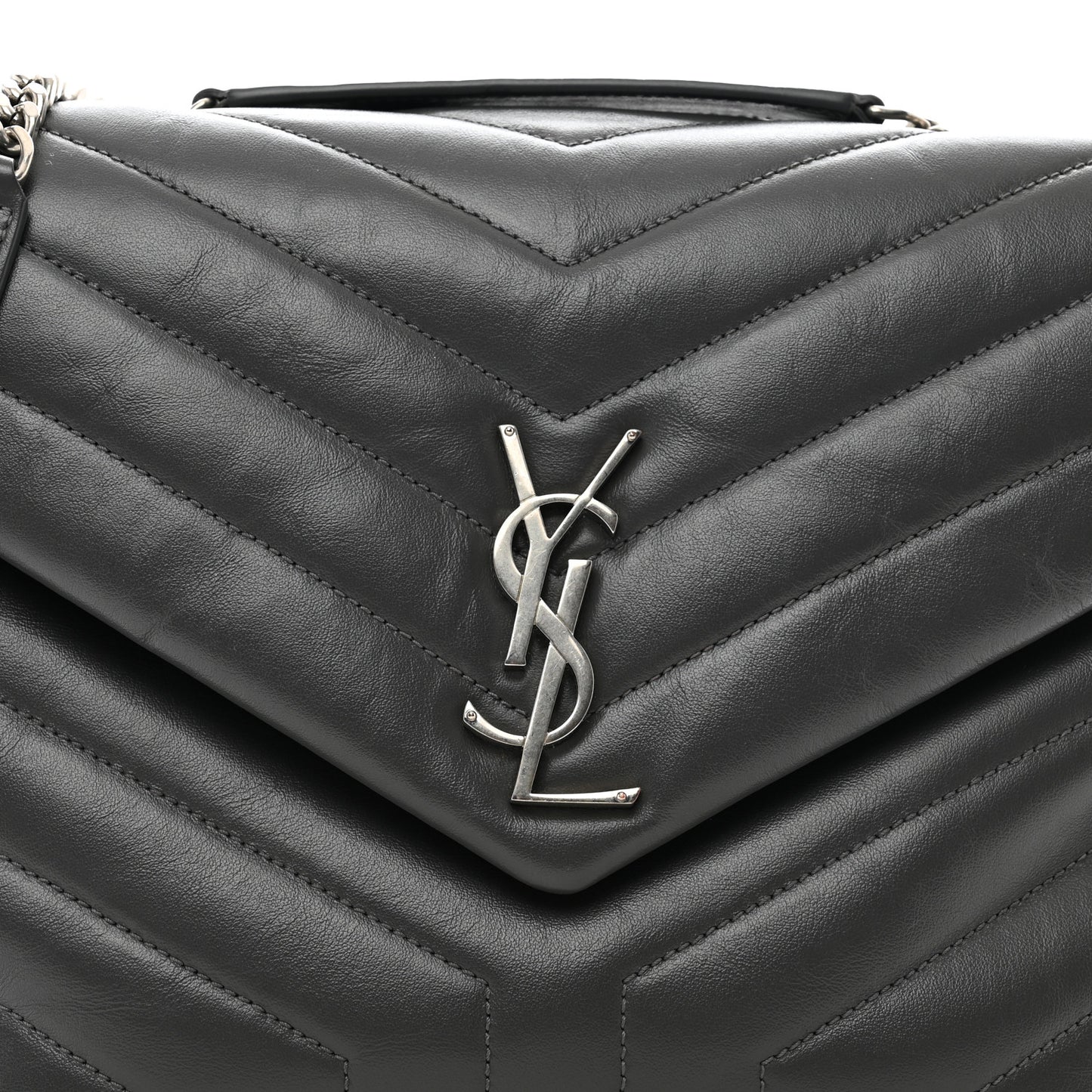 Calfskin Y Quilted Monogram Medium Loulou Chain Satchel Asphalt