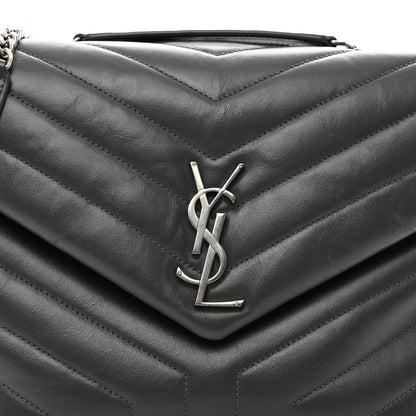 Saint Laurent Calfskin Y Quilted Monogram Medium Loulou Chain Satchel Asphalt 9 of 11