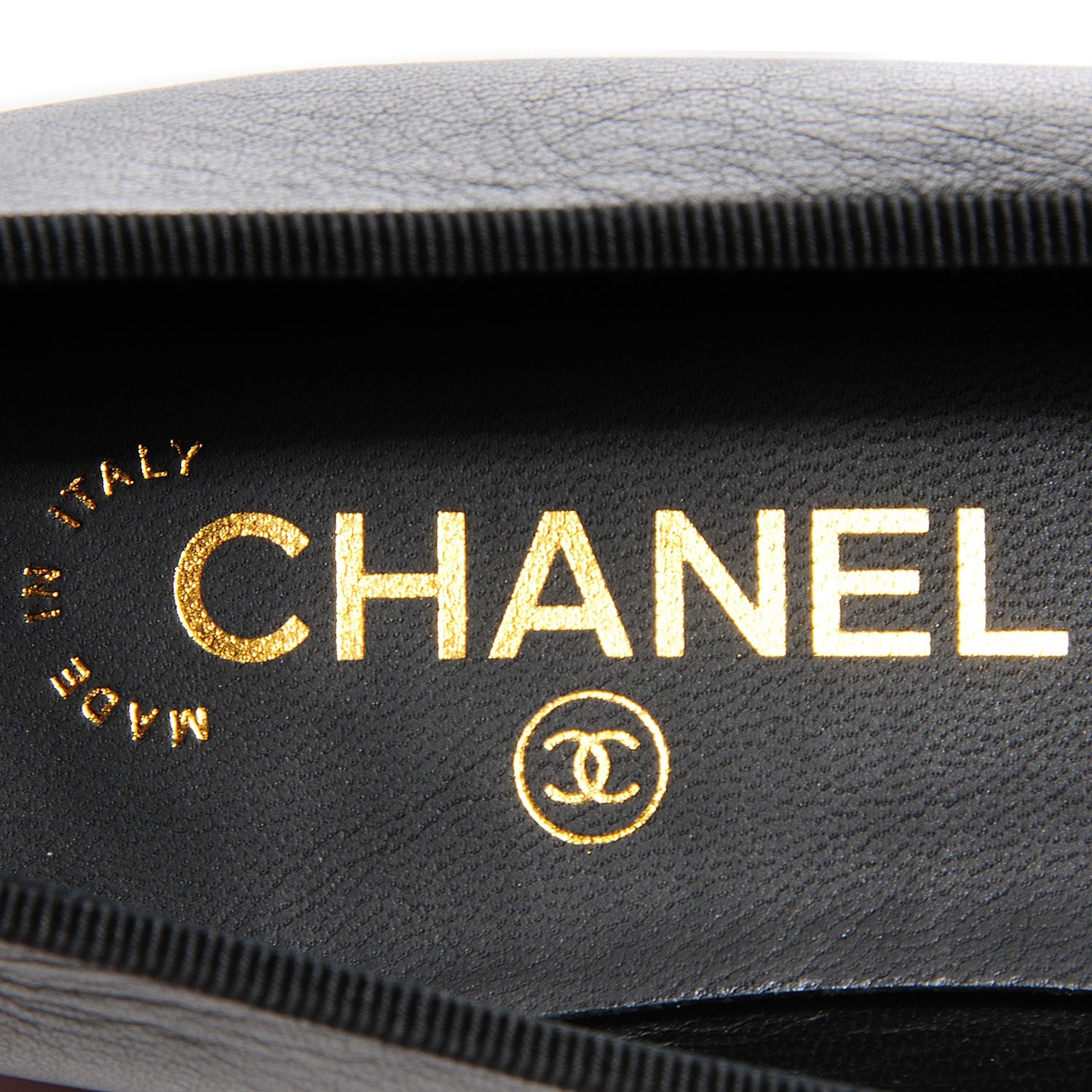 Chanel Lambskin Cap Toe Ballerina Flats 38.5 Black Gold 8 of 8