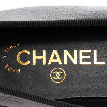 Chanel Lambskin Cap Toe Ballerina Flats 38.5 Black Gold 8 of 8