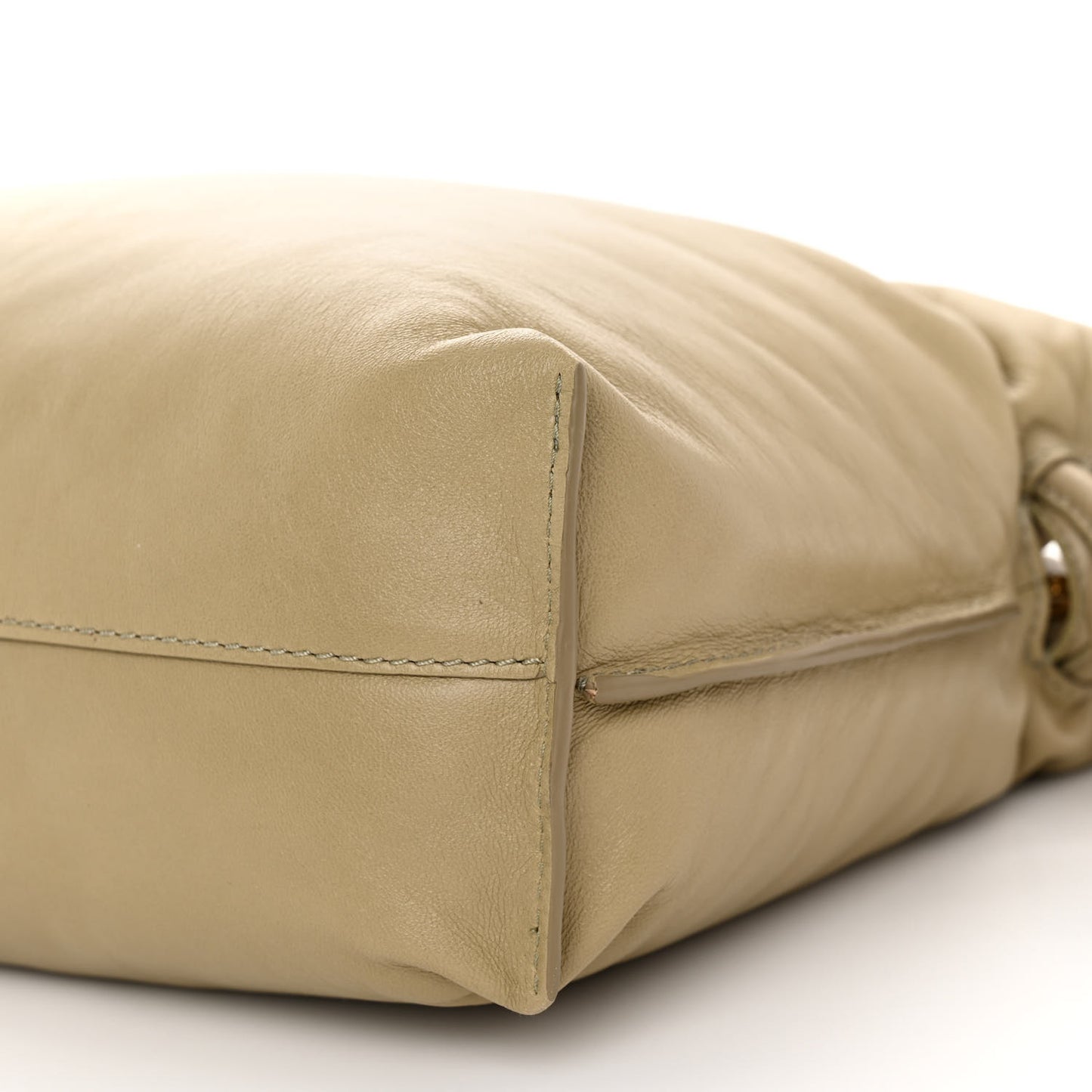 Shiny Nappa Lambskin Puffer Flamenco Knot Clutch Clay Green