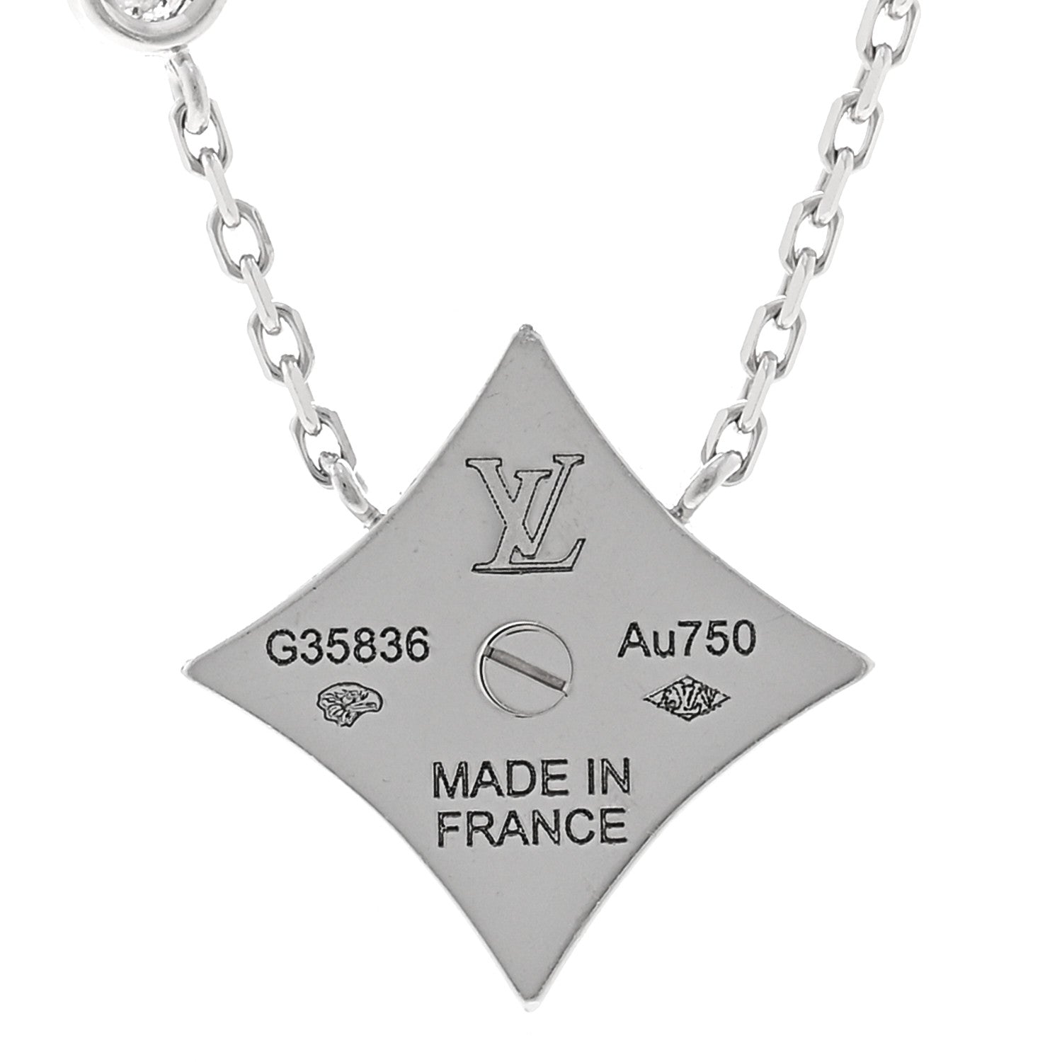Louis Vuitton 18K White Gold Diamond Grey Mother of Pearl Color Blossom BB Star Pendant Necklace 5 of 6