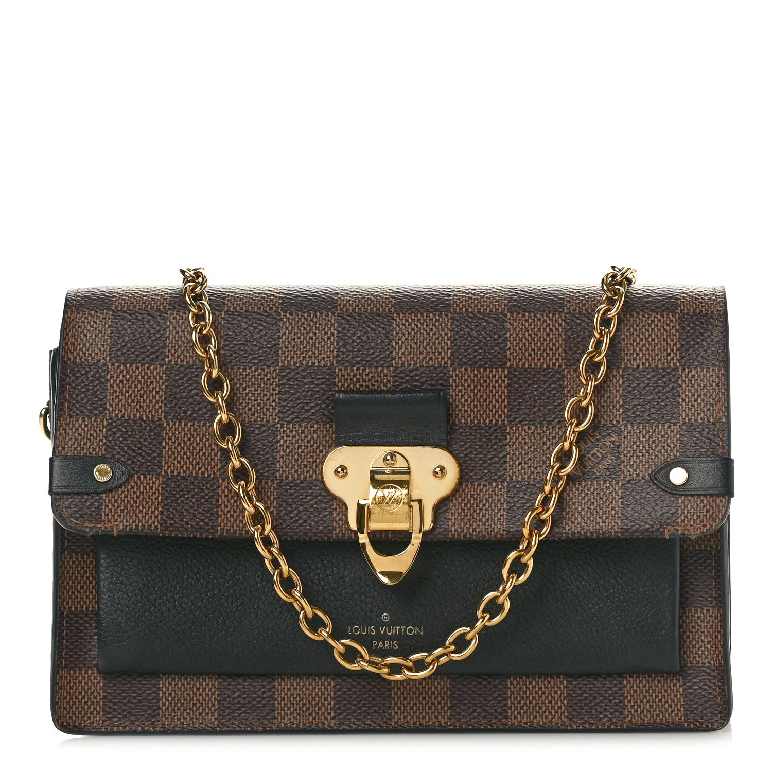 Louis Vuitton Damier Ebene Vavin Chain Wallet Black 1 of 9