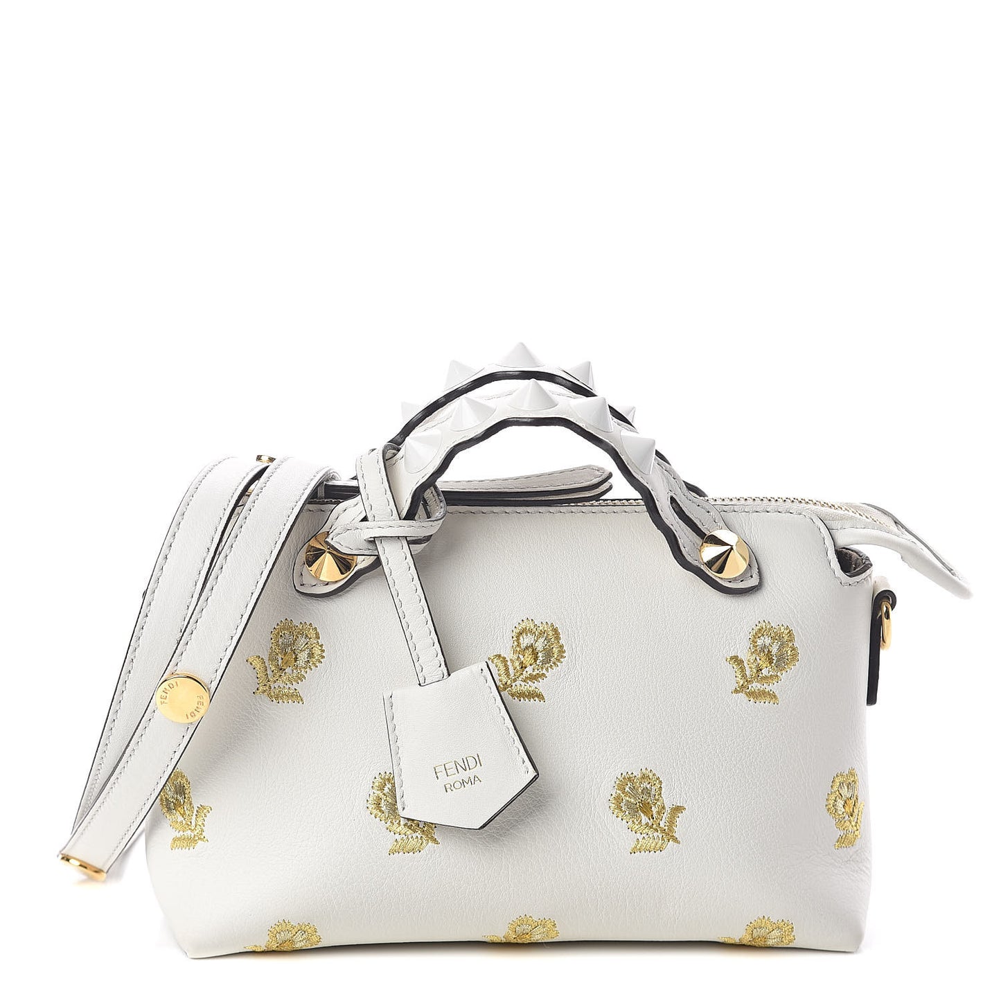 Vitelloi Dolce Lurex Floral Embroidered Studded Mini By The Way Boston Bag White