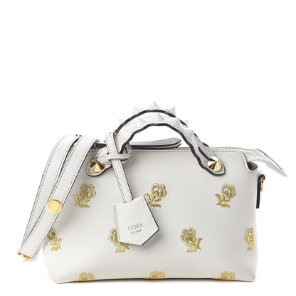 Fendi Vitelloi Dolce Lurex Floral Embroidered Studded Mini By The Way Boston Bag White 1 of 8