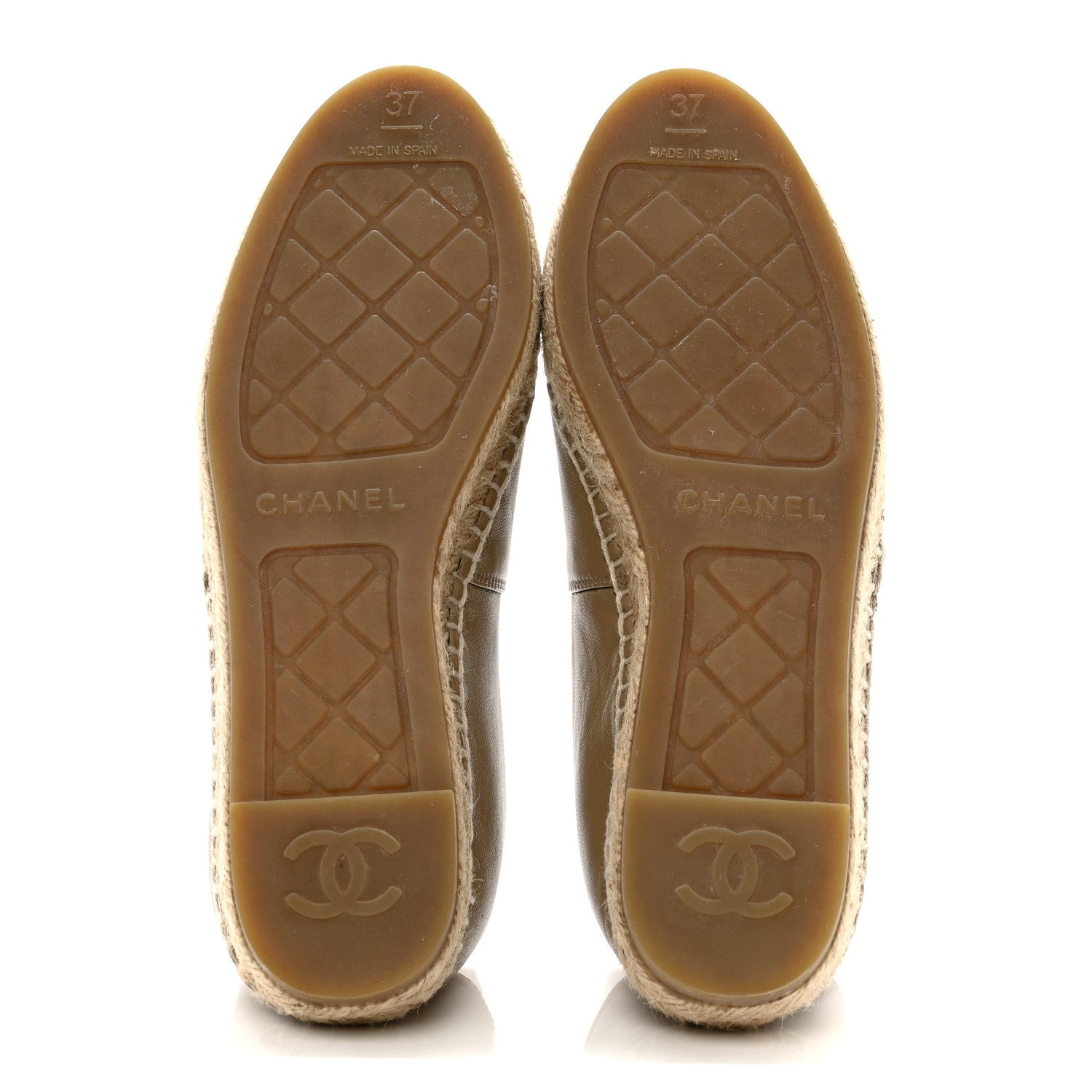 Chanel Lambskin CC Espadrilles 37 Beige Black 5 of 9