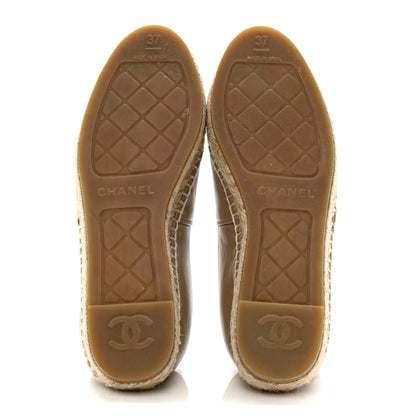 Chanel Lambskin CC Espadrilles 37 Beige Black 5 of 9