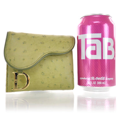 Christian Dior Ostrich Saddle Compact Wallet Green 2 of 7