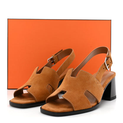 Hermes Suede Goatskin Elbe 60 Sandals 37 Naturel 2 of 9