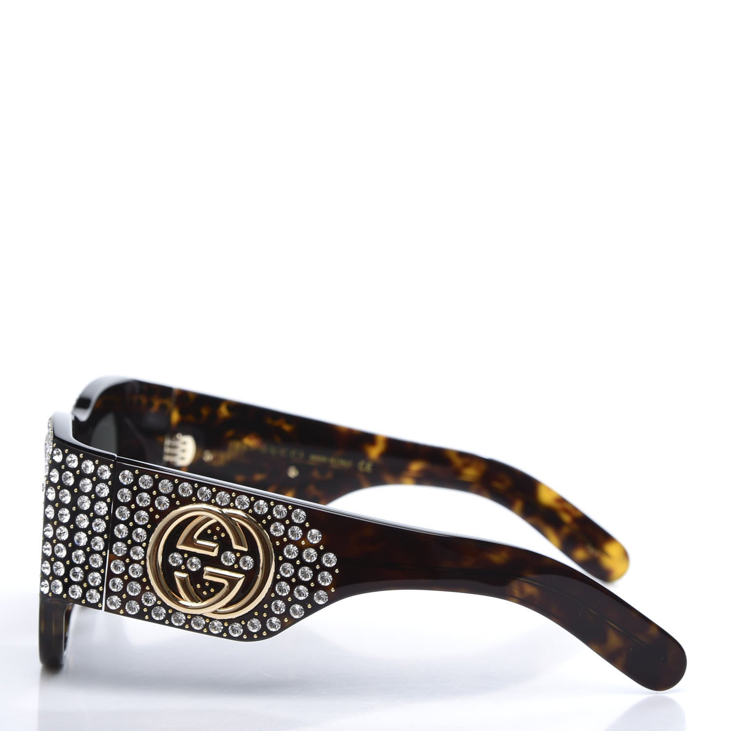 Gucci Acetate Crystal Oversize Hollywood Forever Sunglasses GG0144S Tortoiseshell 3 of 7