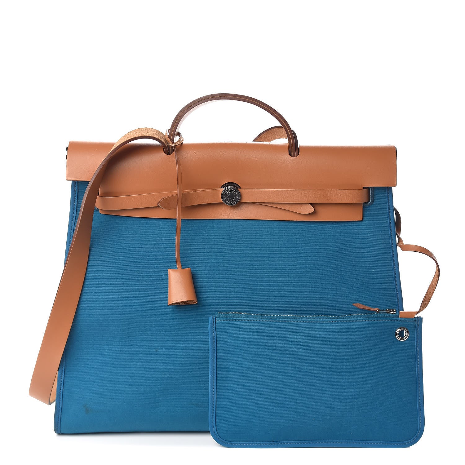 Hermes Toile Vache Hunter Herbag Zip 39 MM Bleu Izmir Natural 1 of 24