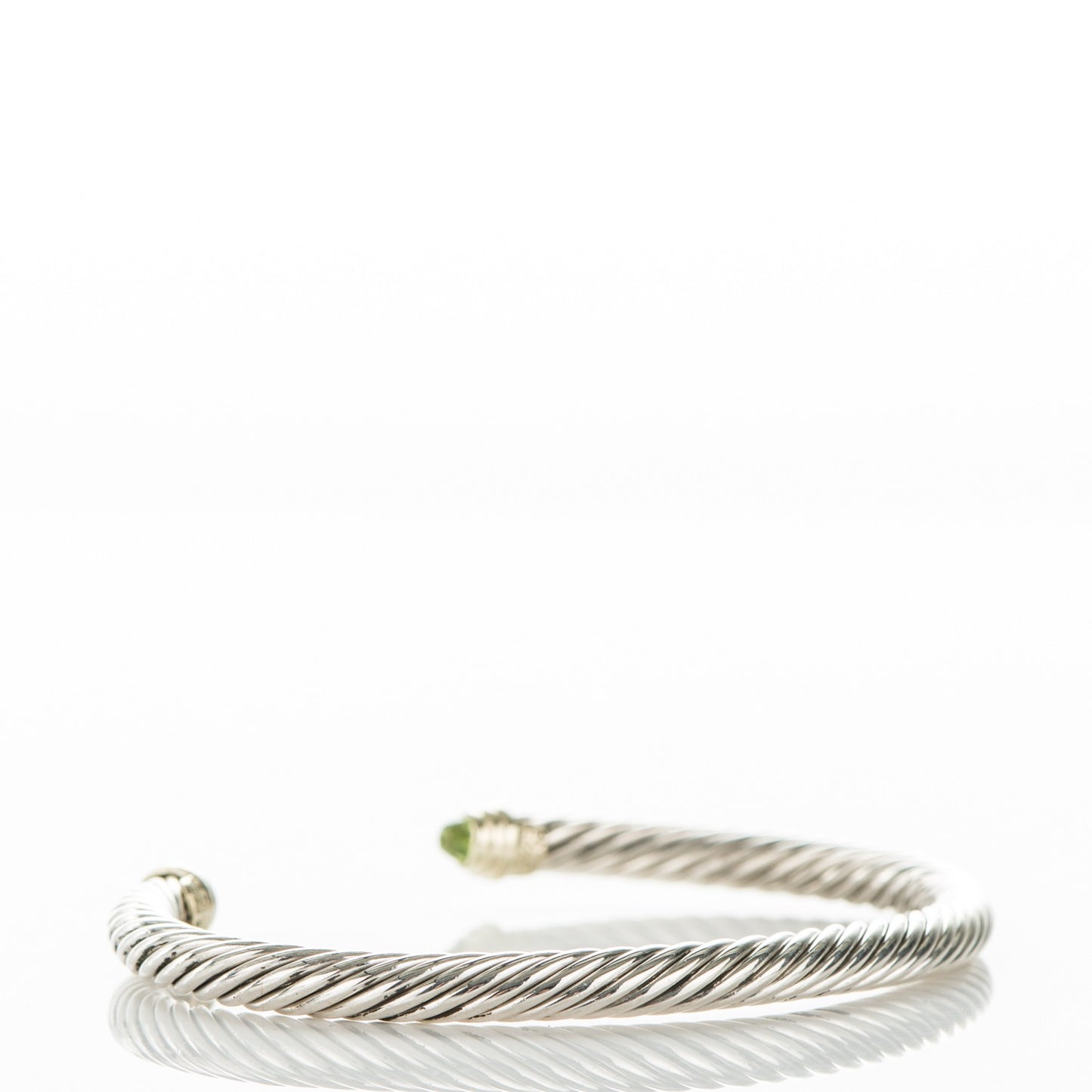 Sterling Silver 14K Yellow Gold Peridot 5mm Cable Classics Bracelet