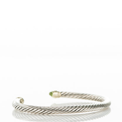 David Yurman Sterling Silver 14K Yellow Gold Peridot 5mm Cable Classics Bracelet 2 of 4