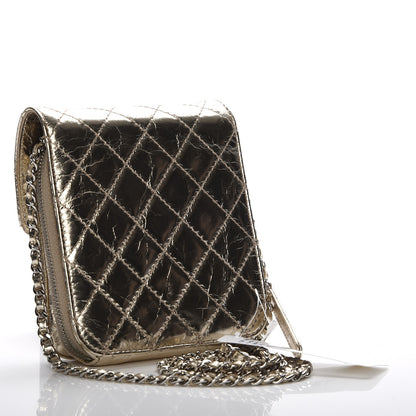 Chanel Crackled Aged Calfskin Mini Crossbody Flap Gold 3 of 8
