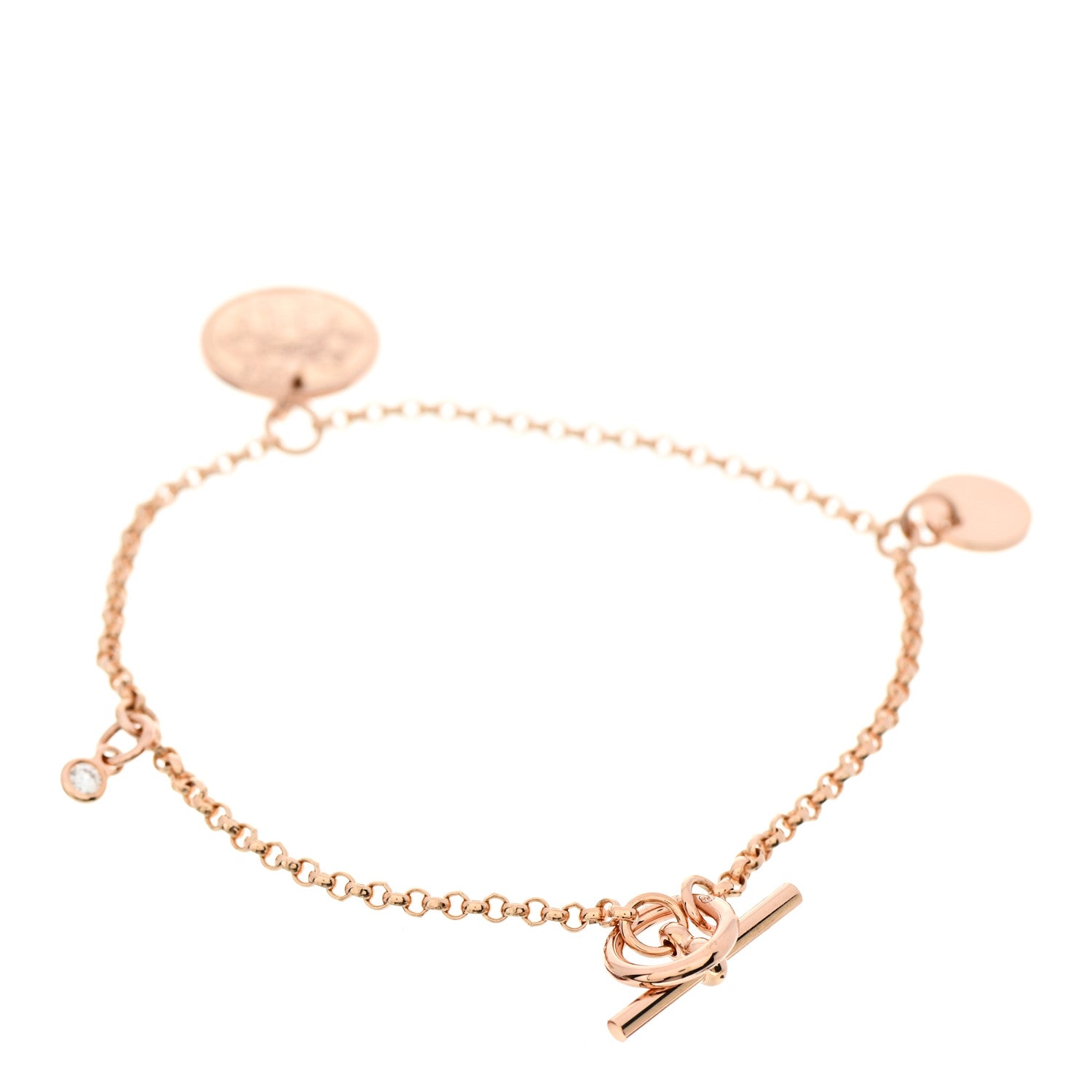 Hermes 18K Rose Gold Diamond PM Ex-Libris Bracelet ST 2 of 5