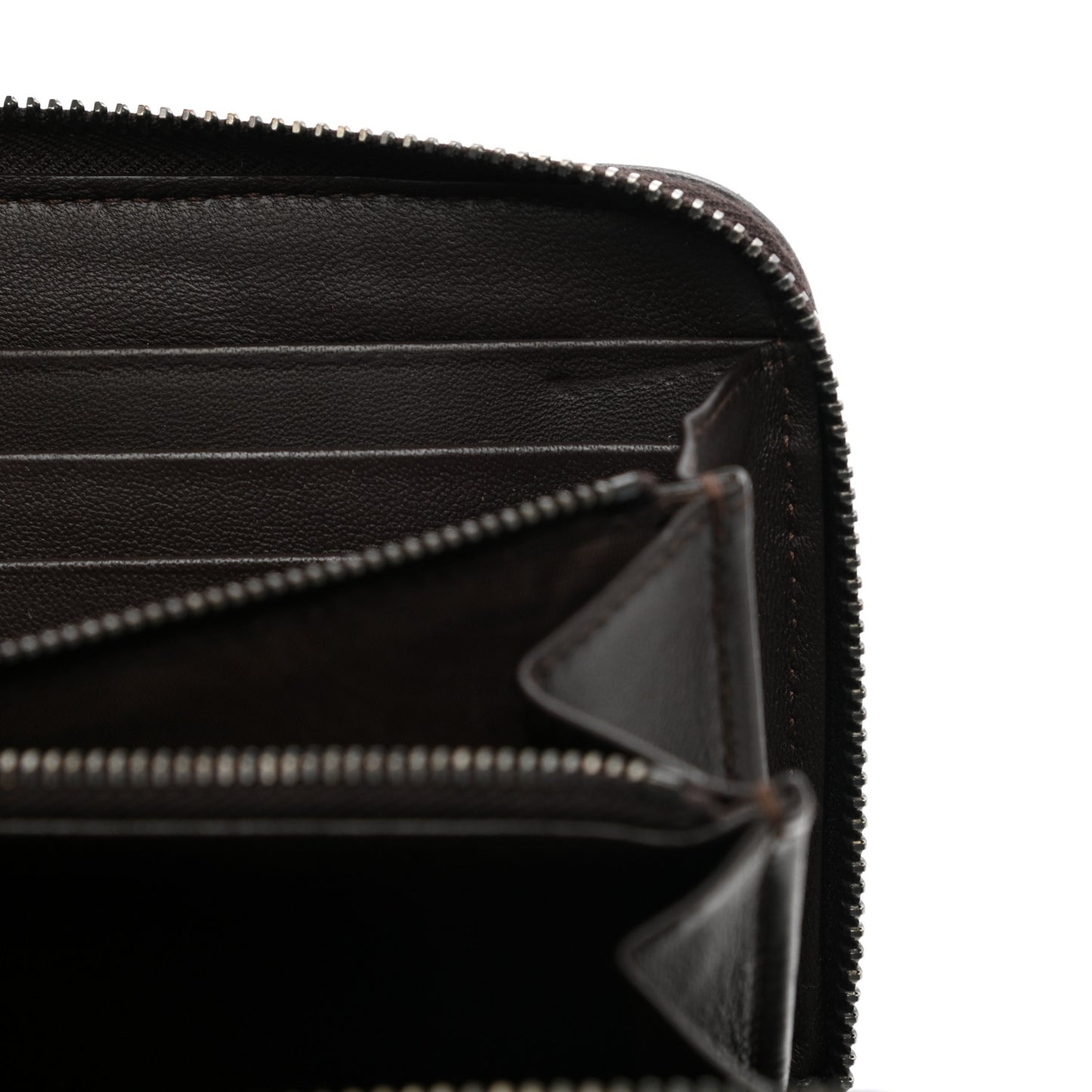 Goatskin Intrecciato Zip Around Wallet Brown