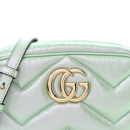 Gucci Iridescent Nappa Chevron Matelasse Small GG Marmont Chain Shoulder Bag Iridescent Salvy Green 8 of 12