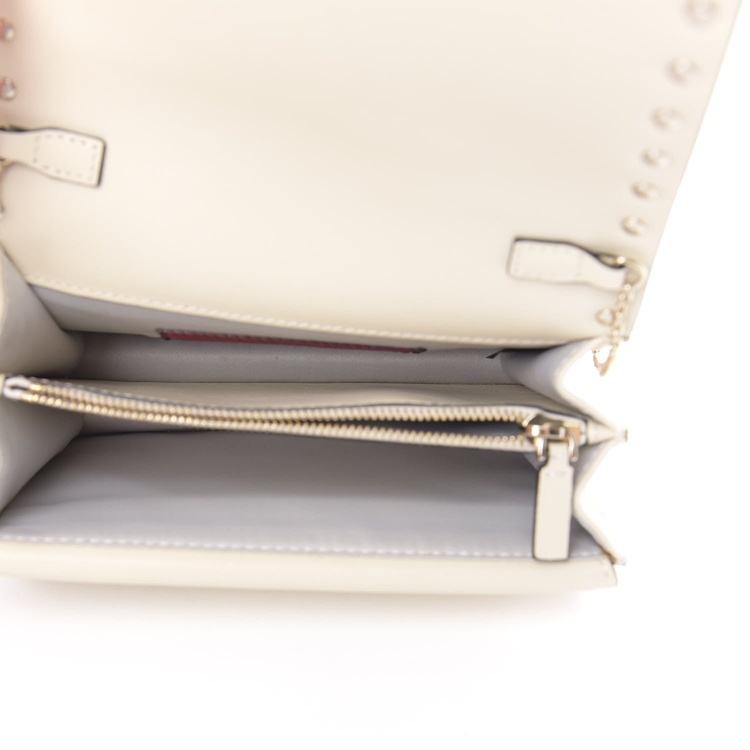 Valentino Garavani Vitello Rockstud Wallet on Chain Ivory 5 of 10