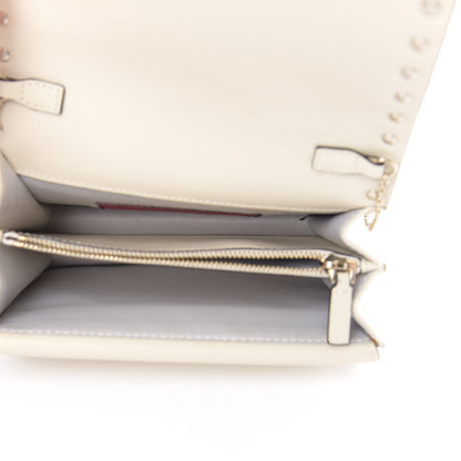 Valentino Garavani Vitello Rockstud Wallet on Chain Ivory 5 of 10